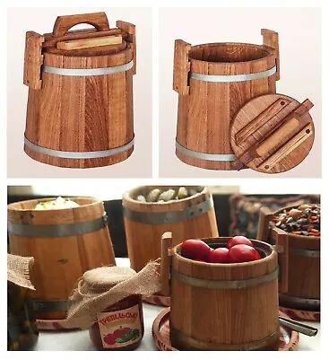 • Oak Barrel (3L-5L) W/ Lid — Wooden Container For Pickles | Fermentation Bucket • $117.40