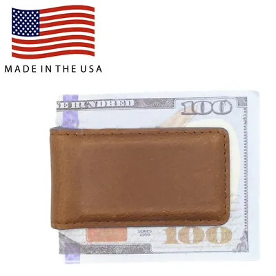 Brown Genuine Leather Magnetic Money Clip MADE IN THE USA K • $6.95