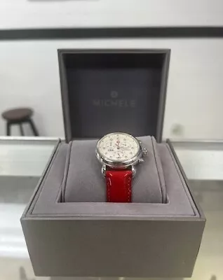 Michele Watch CSX MW03M00A0046 Diamond MOP Dial W/ Red Leather Band • $249.99