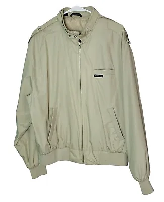 Vintage Members Only Bomber Jacket Mens L Khaki Tan Long Sleeve Full-Zip 90s • $29.97