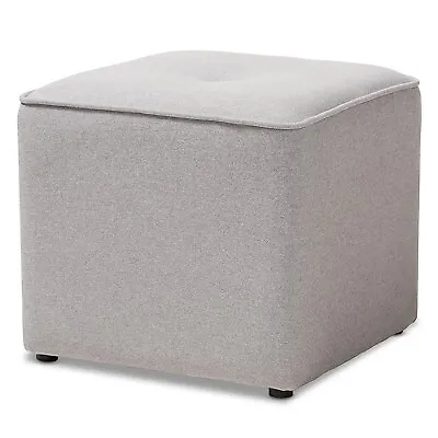 Corinne Modern And Contemporary Fabric Upholstered Ottoman Light Gray - Baxton • $22.99