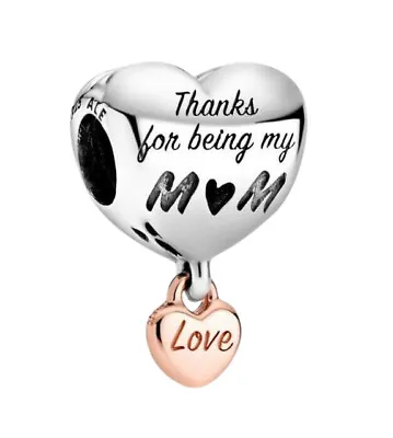 PANDORA Love You Mum Heart Charm (788830C00) Thanks Being S925 • £19.99