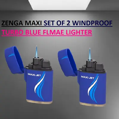 2 X ZENGA Maxi Jet Blue SOFT Rubber  Refillable Windproof  Cigarette Lighter • £7.92