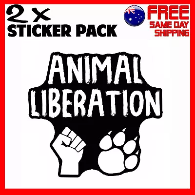 2 X Stickers - Animal Liberation Vegan Food - Car Bumper Funny Novelty Sticker • $4.95