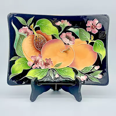J. McCall “Icing On The Cake  By Blue Sky Peaches & Jewels Black Ceramic 3D Tray • $24.99