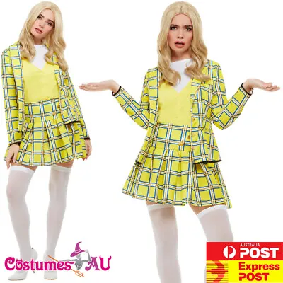 Ladies Clueless Cher Costume Yellow No Clue School Girl 90s Film TV Fancy Dress • $61.74