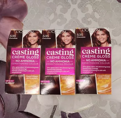 £22.50 • Buy 3 X L'Oreal Casting Creme Gloss Semi-Permanent Hair Colour 535 Chocolate