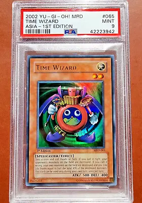 PSA 9 Time Wizard MRD-065 Ultra Rare 1st Edition Metal Raiders 2002 Yugioh • £413.58