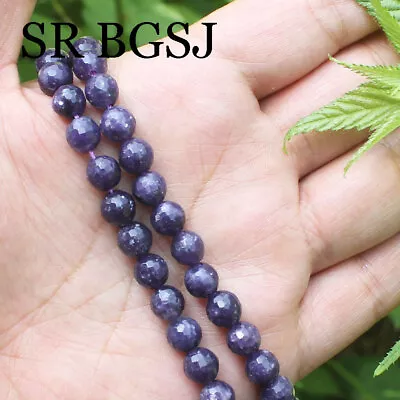 4 6 8 10mm Natural Round Faceted Gemstone AA Pink Lepidolite Beads Strand 15  • $9.50