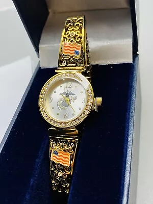 ⭐️⭐️RARE The BRADFORD Exchange Marine Corps Women Watch Gold Tone New⭐️⭐️ • $125.99