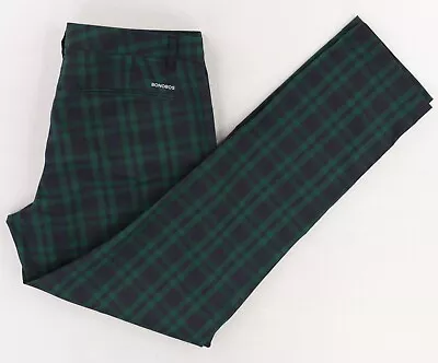 Bonobos Golf Pants Men's 36 X 34 Green Blue Plaid Athletic Fit Polyester Chino • $39.99