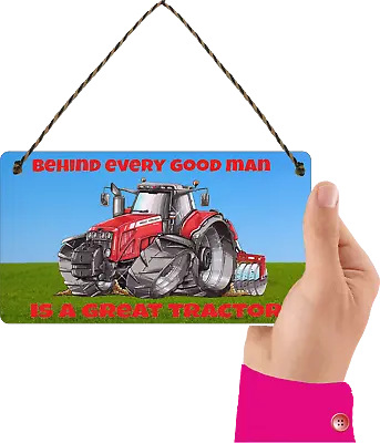 Farmer Massey Ferguson Sign Funny Tractor Plaque Behind Every Good Man Gifts • £4.88