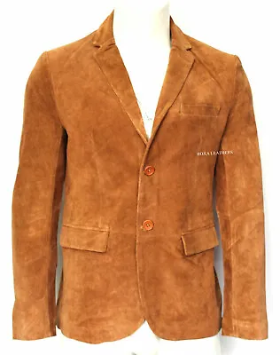Men's Western Real Authentic Suede TWO BUTTON Leather Blazer Business Wear Coat • $115.99
