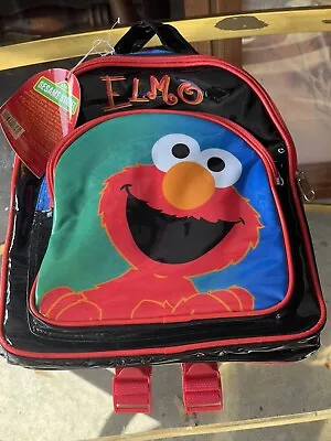Vtg Jim Henson Sesame Street Elmo Vinyl Backpack Adjustable Straps • $35
