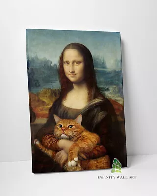 FUNNY MONA LISA & CAT Canvas Art Wall Art Abstract Print Picture Decor -D526 • £10.18