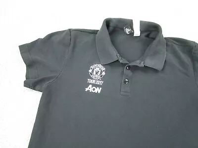 Adidas Manchester United Shirt Mens M Black Polo Soccer Man Utd FC Football 2017 • $7.80