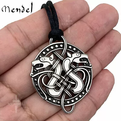 MENDEL Mens Irish Celtic Knot Viking Wolf Pendant Necklace Stainless Steel Rope • $13.99