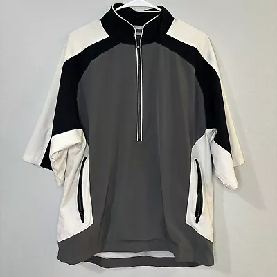 Footjoy FJ Golf Pullover 1/4 Zip Shirt Men’s Sz M Gray White Black WindShirt • $28