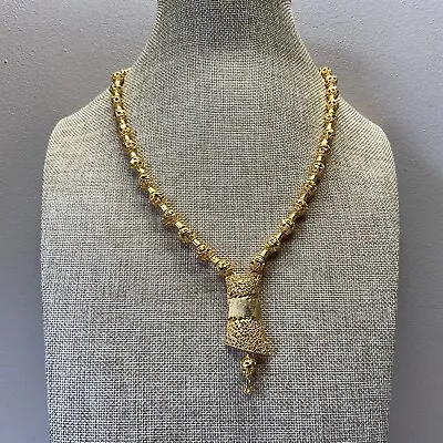 Vintage Filigree Boho Style Gold Beaded Necklace  • $10