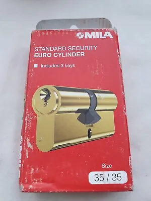 Mila Euro Cylinder Lock Door Barrel For UPVC Polished Brass 3 Keys 35/35 • £6.99