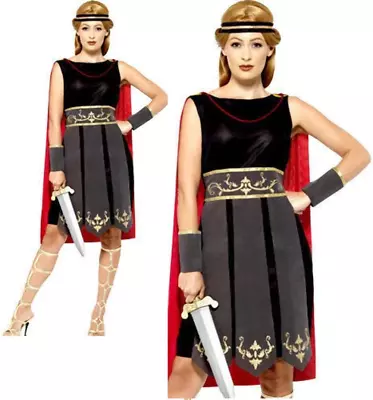 Roman Warrior Costume Spartan Gladiator Womens Fancy Dress Outfit UK 4-22 • $71.71