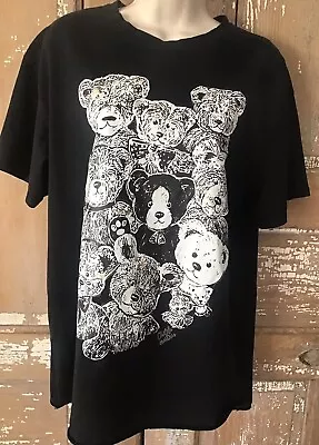 Moschino Couture Black White Teddy Bear Tee Shirt 20” Pit To Pit Flat • $90.80