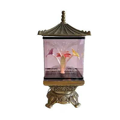 Vintage Fiber Optic Colorful Lamp Flower Pagoda Antique Gold Finish Asian Works • $43.99