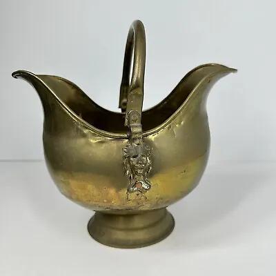 Vintage Brass Bucket Lion Head Decor Helmet Small • $22.49