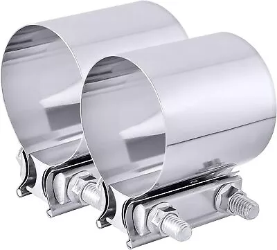 2PCS X 3Inch Exhaust ClampButt Joint Band Clamp Sleeve Coupler Stainless Steel • $27