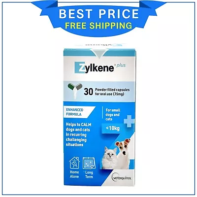 Zylkene Plus Calming Supplement For Dogs And Cats Under 10 Kg 30 Caps BLUE • $57.99