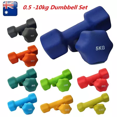 $13.99 • Buy Anti-Slip 0.5KG -10KG Neoprene Dumbbell Sets Hand Weights For Women At Home Gym