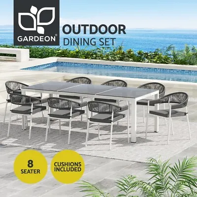 Gardeon 9PCS Outdoor Dining Set Table Chairs Patio Rope Lounge Setting 8-seater • $929.95