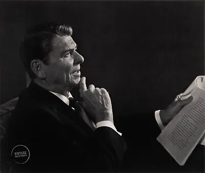 1982 Vintage Yousuf Karsh Photo Print Portrait Ronald Reagan Engraving Art 13x15 • $104.68