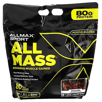 Sport All Mass Advanced Muscle Gainer Chocolate 5 Lbs 2.27 Kg (80 Oz) • $39.99