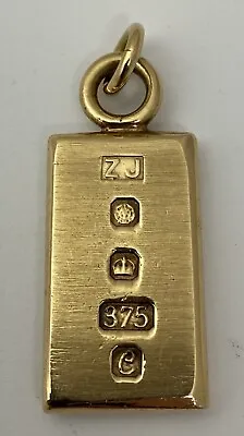 Vintage 9ct Yellow Solid Gold Ingot Pendant 15.6 Grams. Sheffield 1977 • £498