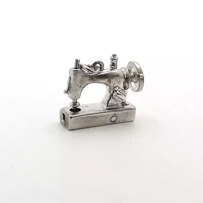 Sterling Silver Sewing Machine Seamstress Articulated Charm Pendant 5gr Vintage • $59