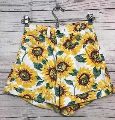 Women’s Sunflower Print American Apparel High Waist Denim Shorts-24/25 • $34.99