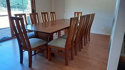 $1300 • Buy Solid Timber Dining Table With Dining Chairs - 10 Seater