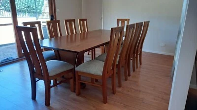 $1300 • Buy Solid Timber Dining Table With Dining Chairs - 10 Seater