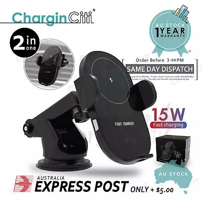 15W Automatic Clamping Wireless Charging Car Charger Mount Air Vent Phone Holder • $9.65