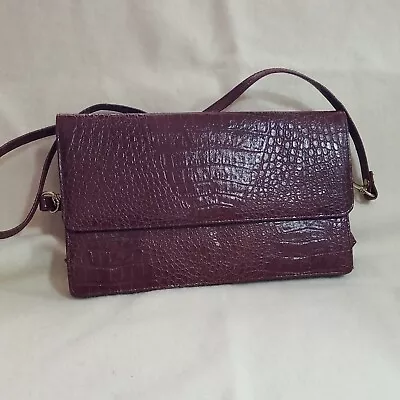 Vintage Croc Crocodile Clutch Shoulder Handbag Bag Purse Brown  • $22.49