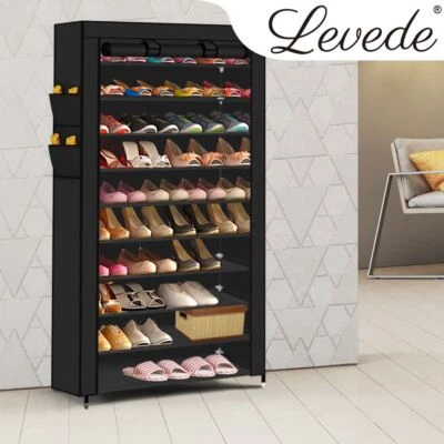 $59.95 • Buy 10 Tier Shoe Rack Footwear Storage Shoes Organiser With Fabric Cover Metal Pipes