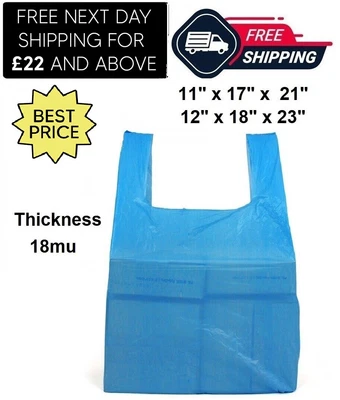 £9.95 • Buy Strong Plastic Vest Carrier Bags Blue Carry Bag For Vegetables Supermarket