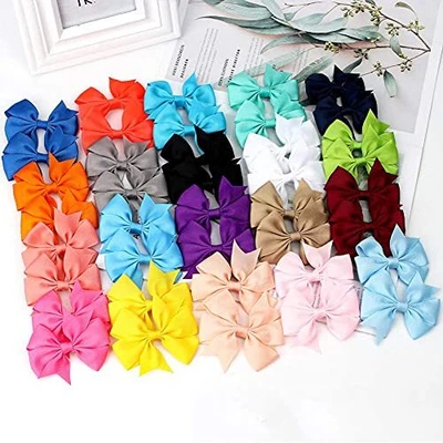 $12.32 • Buy 40 Pieces 3 Inch Hair Bows For Girls Grosgrain Ribbon Toddler Hair With Clip