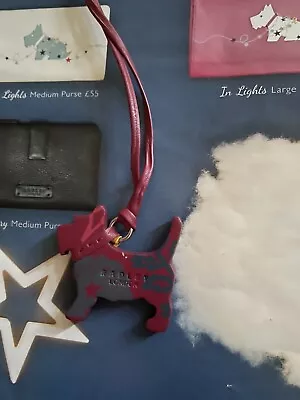 £9.75 • Buy Radley Red Patterned Leather Dog Tag / Bag Charm / Key Ring.