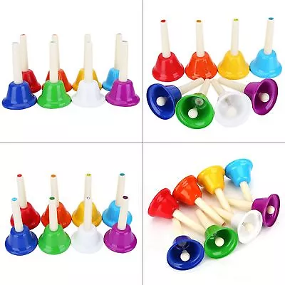 8-Note Colorful Metal Hand Bell Handbells Set Musical Instrument Toy For Kid Cus • $34.73