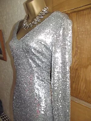 £35 • Buy BNWT ❤️Jane Norman Silver Sequin Mini Evening Party Dress Size 16 Club Cocktail
