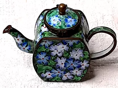 KELVIN CHEN Enamel On Copper MINIATURE PORCELAIN TEAPOT No. 106 Floral Chintz • $60