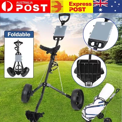 NEW Foldable Golf Buggy Trolley Cart Push Pull 2 Wheels Aluminum Cart • $88.79