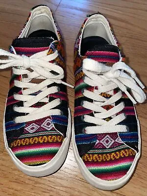 Inkkas Sneaker Shoes Womens Sz 6 Colorful Tribal Stripe Design  • $35.99
